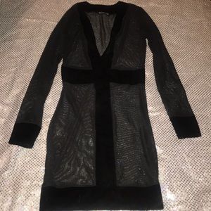 Mesh and suede mini dress